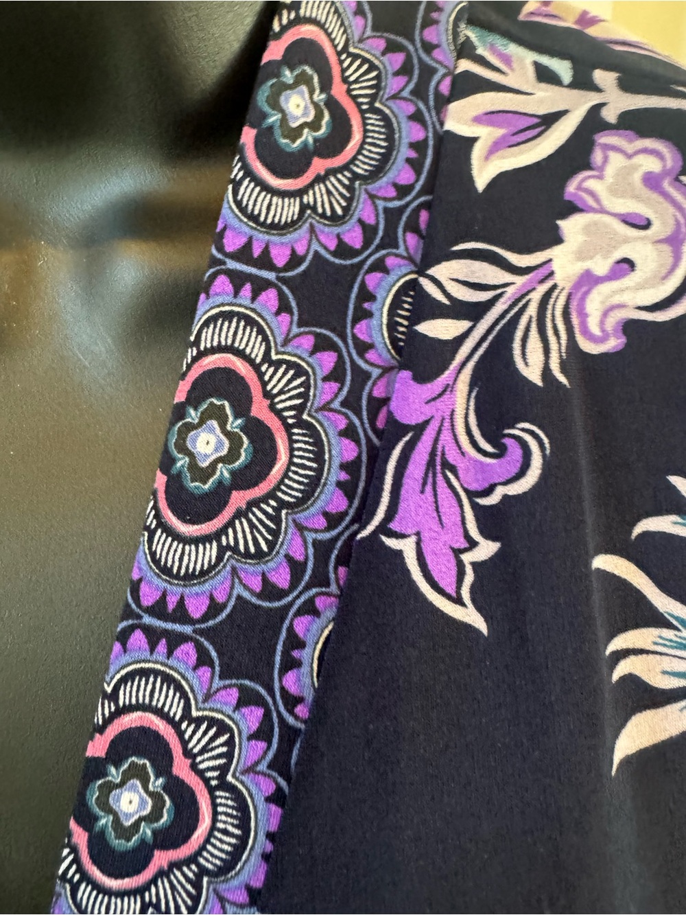 Susan Graver Navy Floral Open-Front Kimono with Purple Accents - Picture 3 of 4